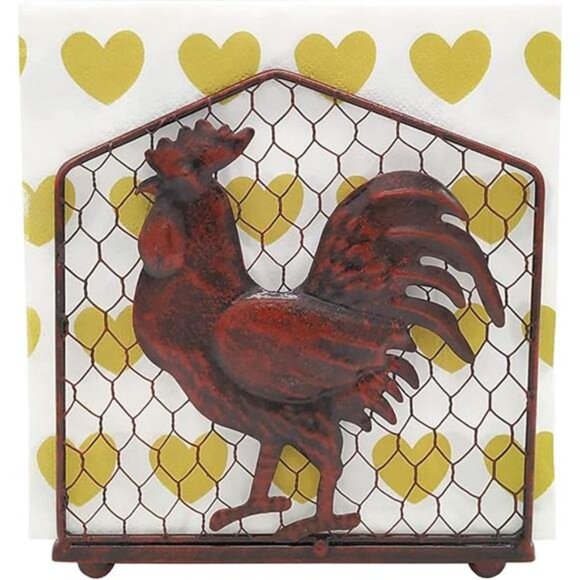 Metal Rooster Design Tabletop Napkin Holder/Freestanding Tissue - Picture 7 of 7